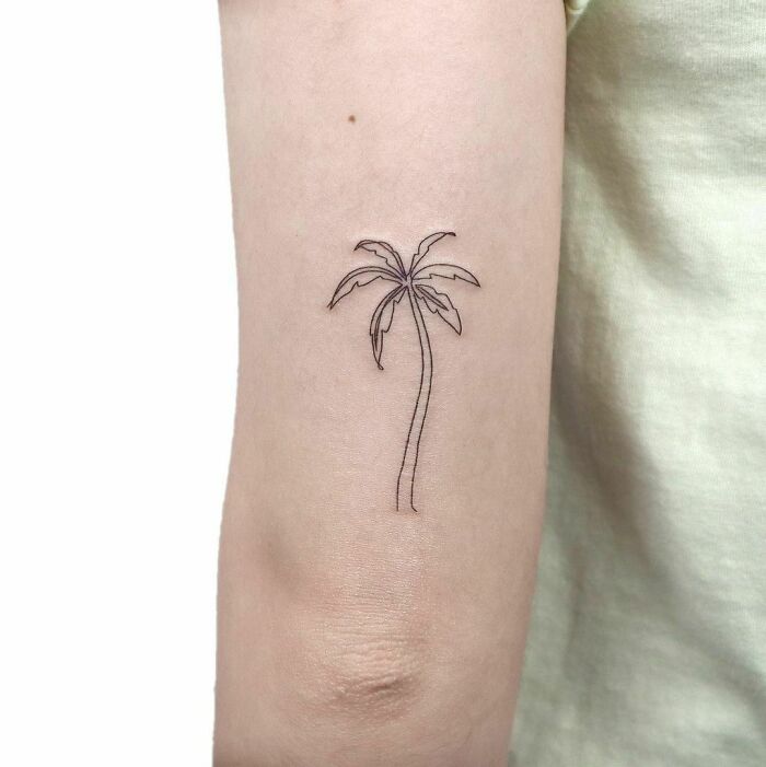 Single Line Palm Tattoo