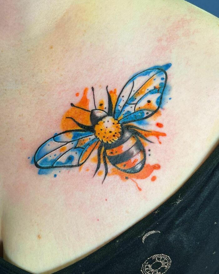 Watercolor Bee Tattoo