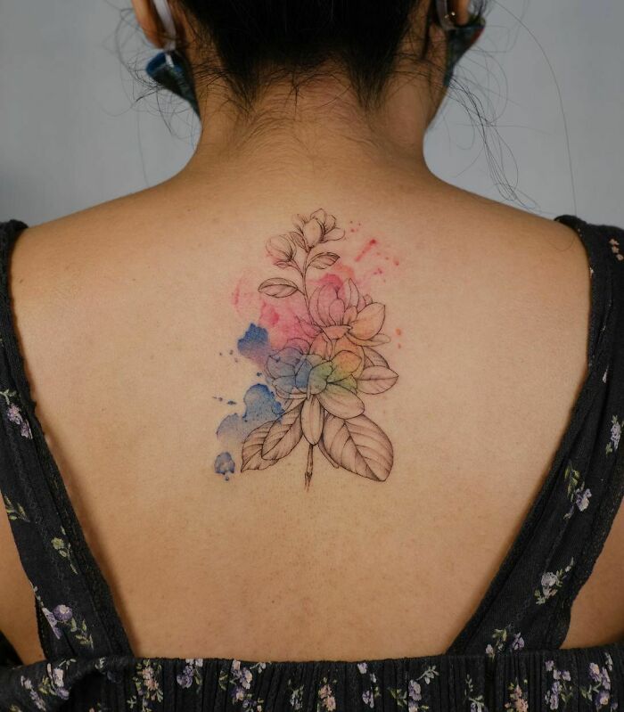 Watercolor Jasminum Sambac Flower Tattoo