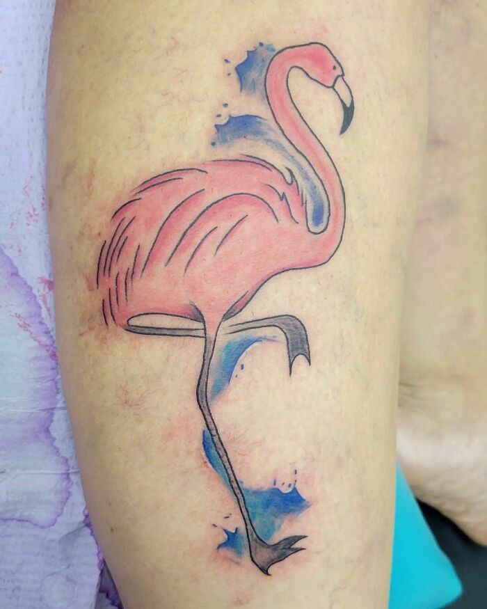 Watercolor Flamingo Tattoo