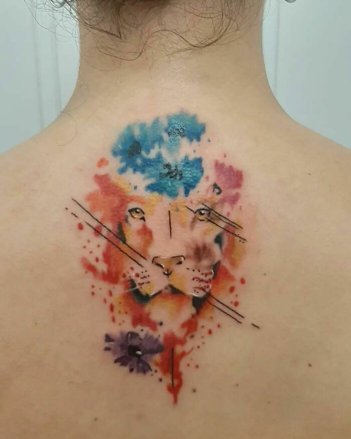 Watercolor Lion Tattoo