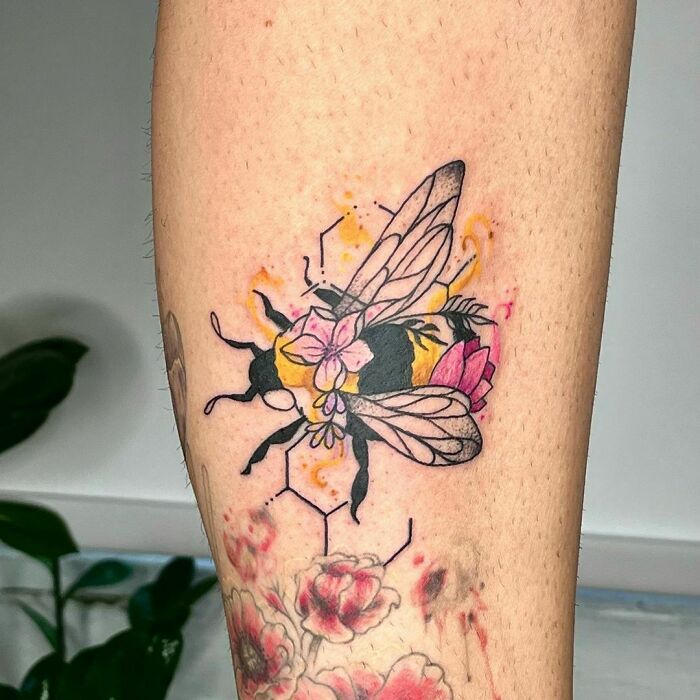 Watercolor Bee Tattoo