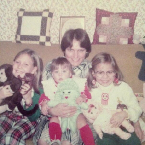 1982-Me, My Two I Older Sisters And Mom. My Mom Made My Outfit And Stuffed Animal