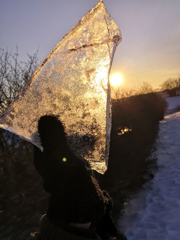 A Piece Of Ice During Sunset