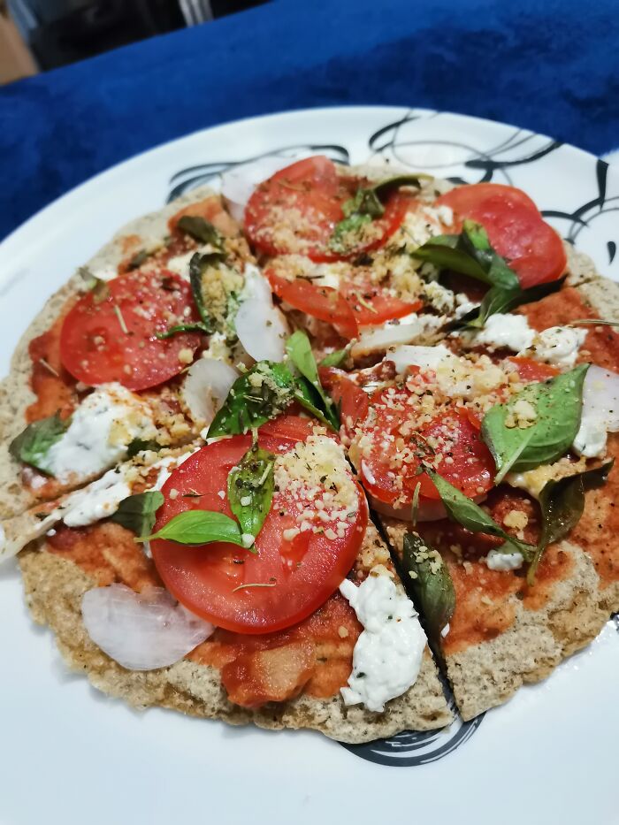 My Homemade Margherita Pizza, With Oatmeal Crust