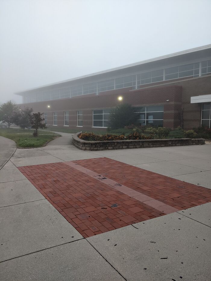 I've Taken Better Ones But None Are Ok My Phone Right Now. Here's My School One Morning When It Was Foggy