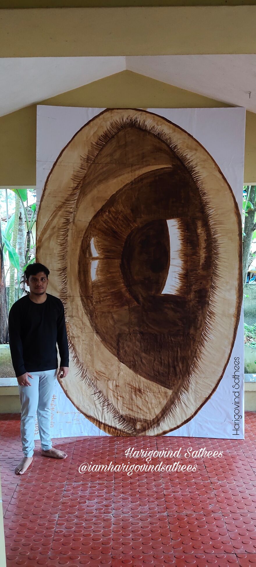 My Largest Coffee Painting Of Realistic Human Eye..... In 10 Feet 3 Inches - 314×200 Cms