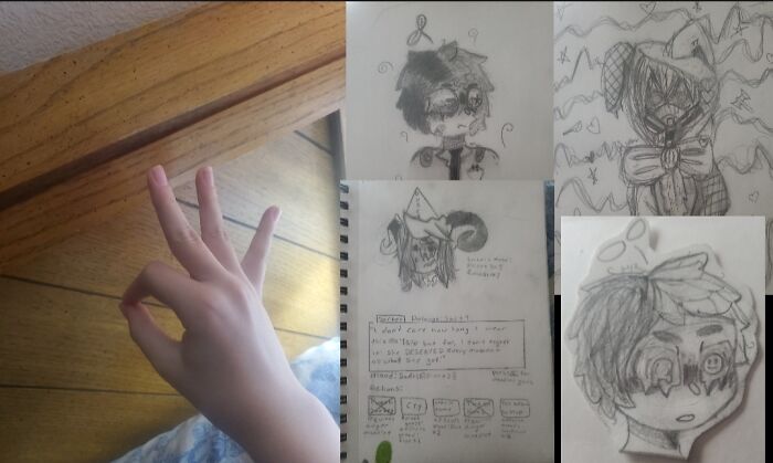 My Art And The Hand That Drew Them :d (Sorry If They're Blurry-)