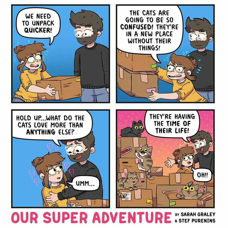 This Artist Illustrates His Crazy Life With His Fiancé And 4 Cats (New Photos)