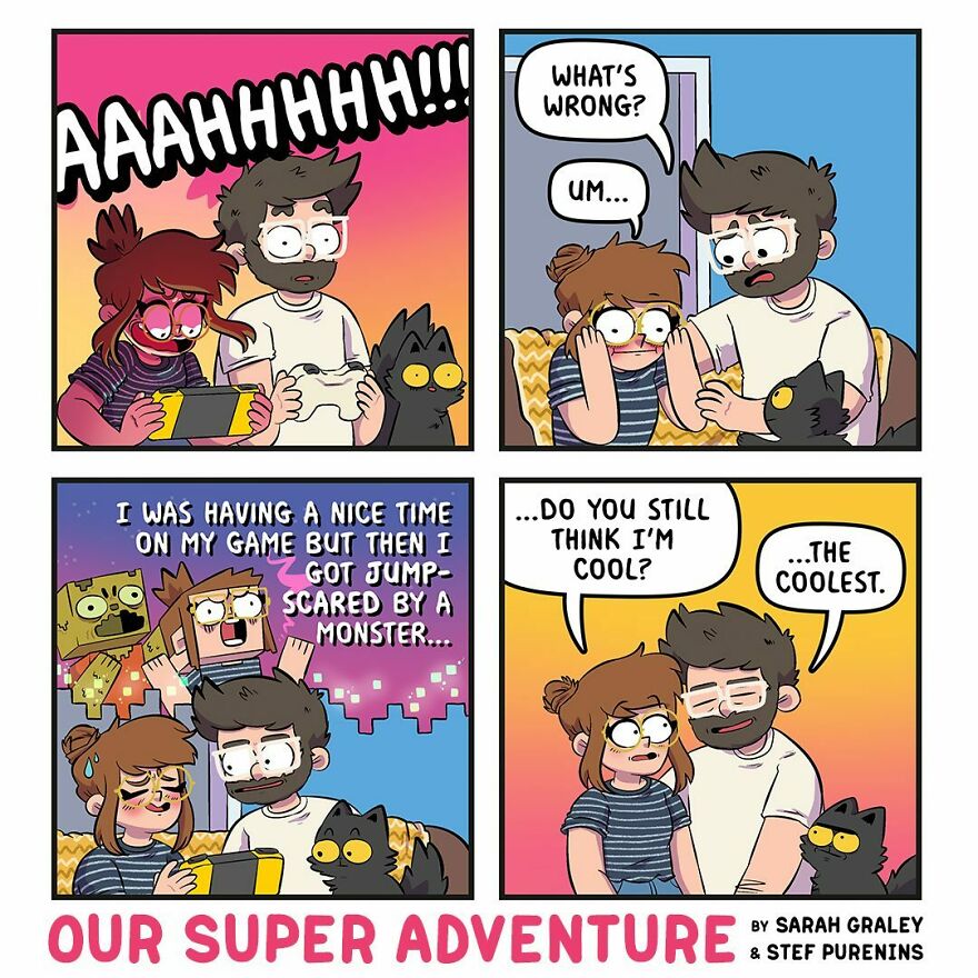 This Artist Illustrates His Crazy Life With His Fiancé And 4 Cats (New Photos)