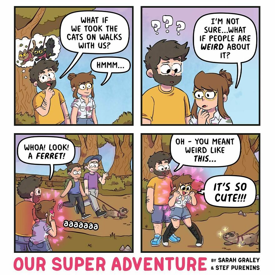 This Artist Illustrates His Crazy Life With His Fiancé And 4 Cats (New Photos)