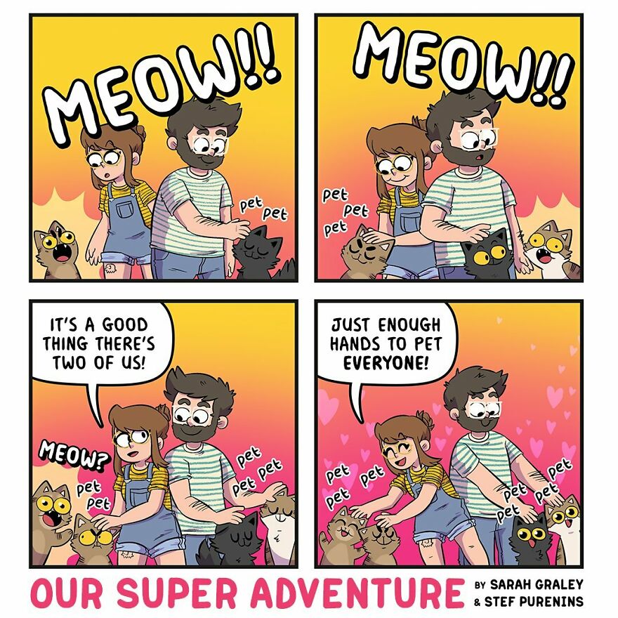 This Artist Illustrates His Crazy Life With His Fiancé And 4 Cats (New Photos)