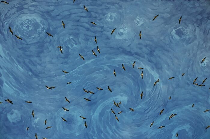 Imágenes creativas: "Las cigüeñas de Van Gogh" de Petro Katerynych (Oro)