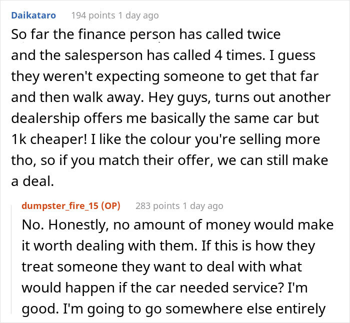 Buyers maliciously comply with car dealerships asking them to leave if they don't like the extra fees that weren't discussed first.