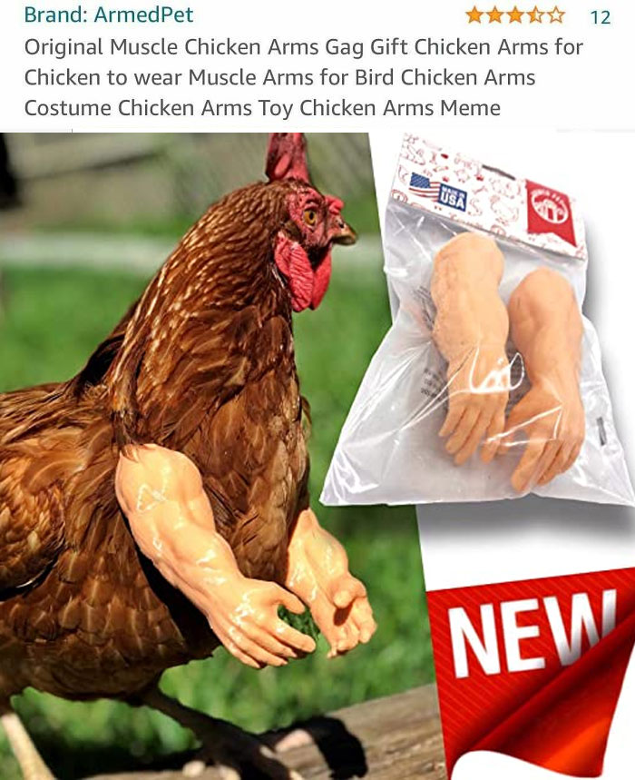 When You Need Novelty Muscle Arms For Your Chicken, Only Accept The Original. Not A Time To Accept Knock-Offs Made With Foreign Wires