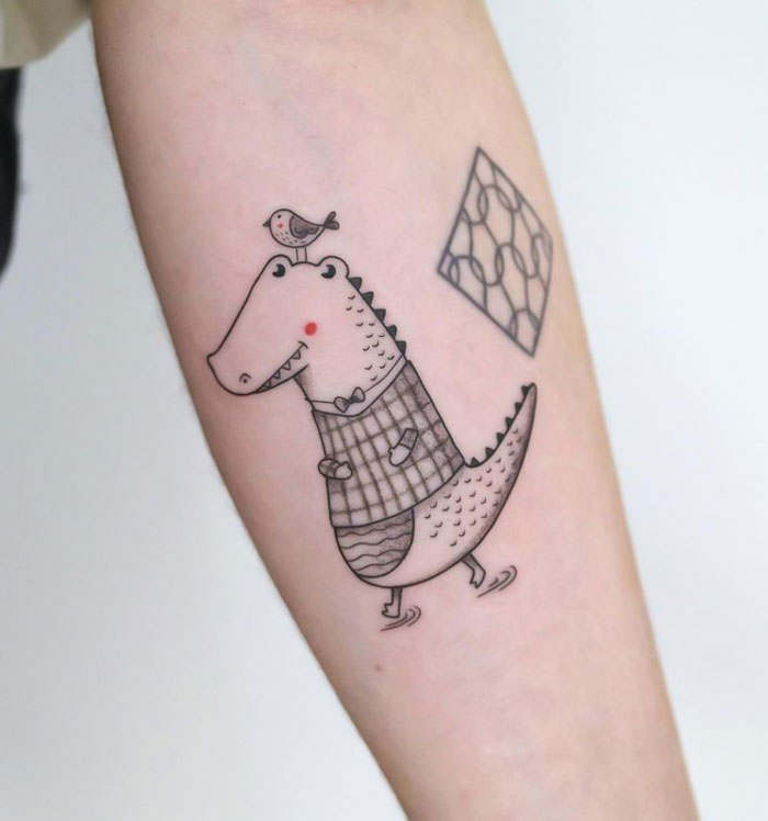 Cute Croc Tattoo Design