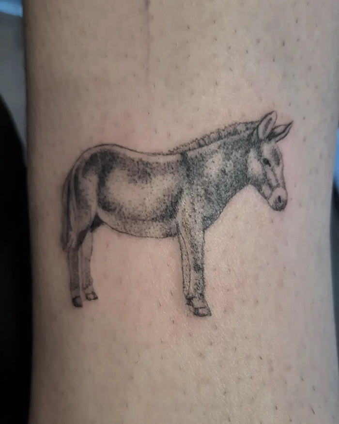 Mini Dot Work Donkey Tattoo