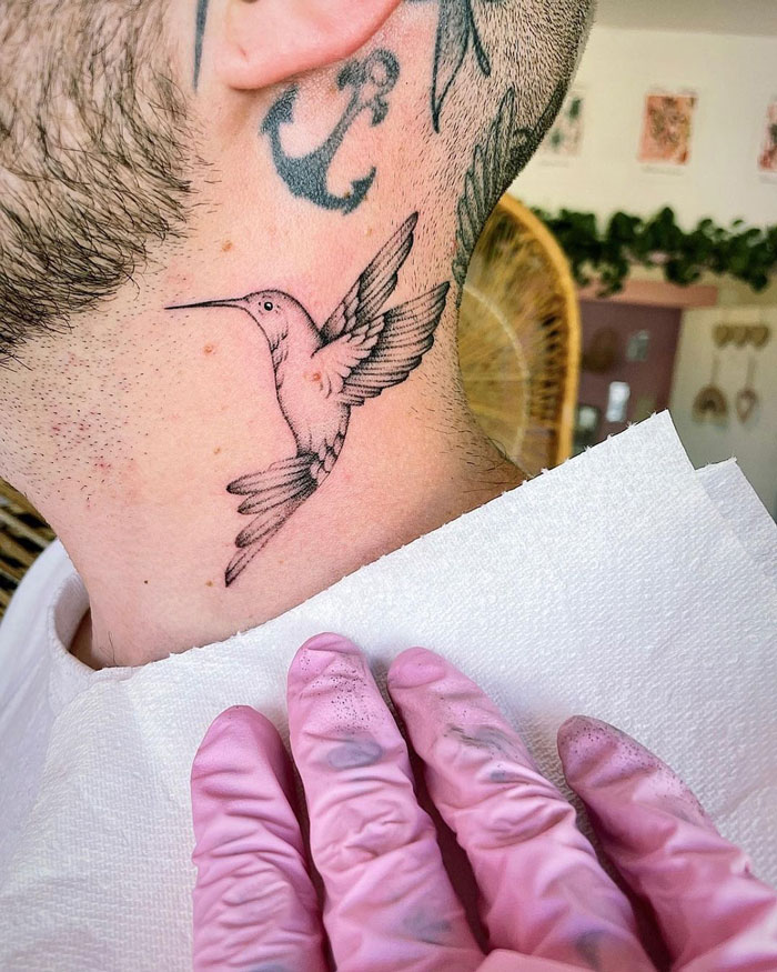 Little Birdy Neck Tattoo