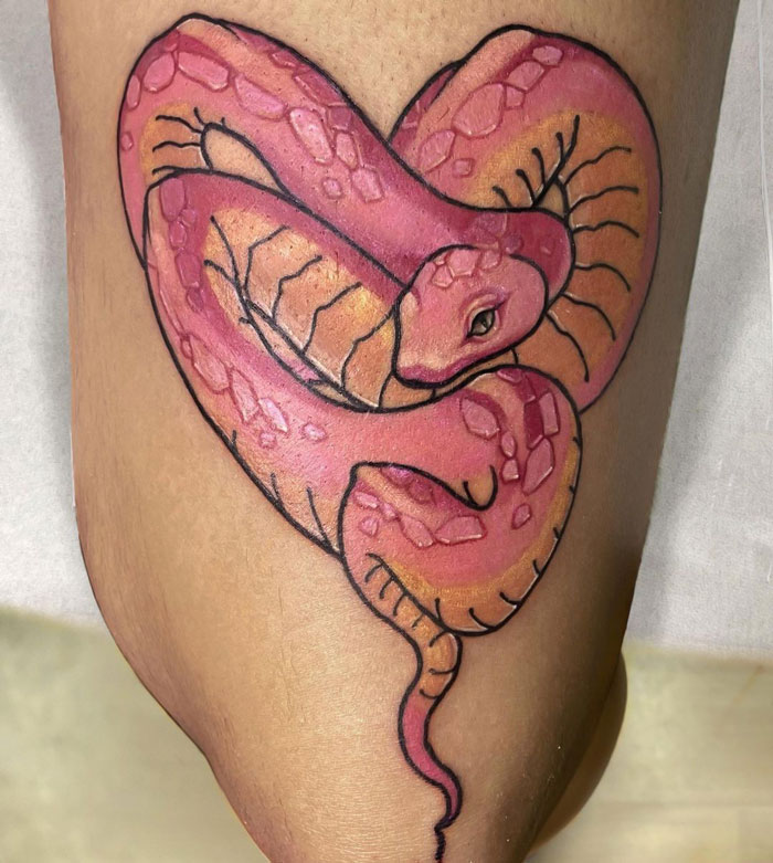Heart Shaped Snake Tattoo