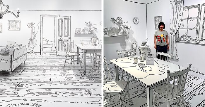 Artist Paints Home Interior In An Unusual Way To Create A 2D Illusion, And Here Are 33 Pictures Of Her Work