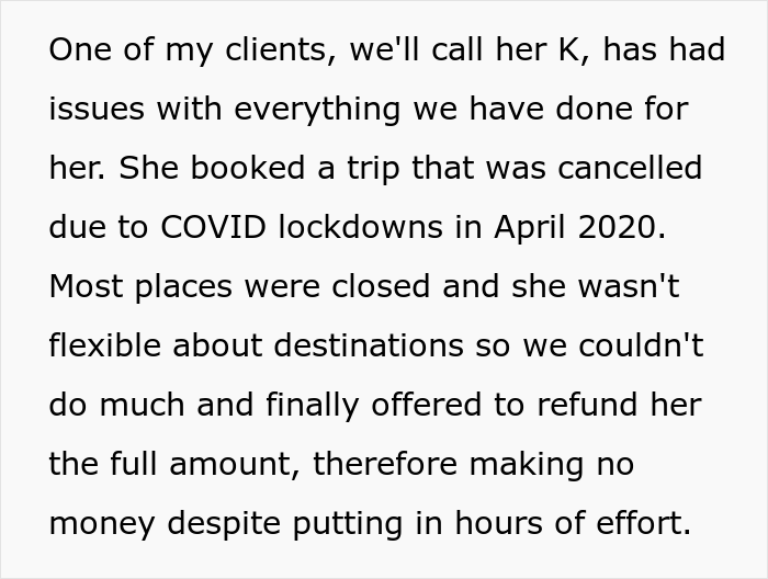 Karen Keeps Demanding Free Things From This Travel Agency Even Though She Already Got A Refund, Gets Embarrassed In Front Of Members Of Her Church Karen Keeps Demanding Free Things From This Travel Agency Even Though She Already Got A Refund, Gets Embarrassed In Front Of Members Of Her Church