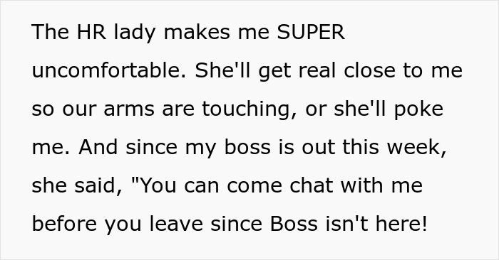 Employee Has Had Enough After Annoying HR Lady Kept Pestering Her About Silly Things And Touching Her Employee Has Had Enough After Annoying HR Lady Kept Pestering Her About Silly Things And Touching Her