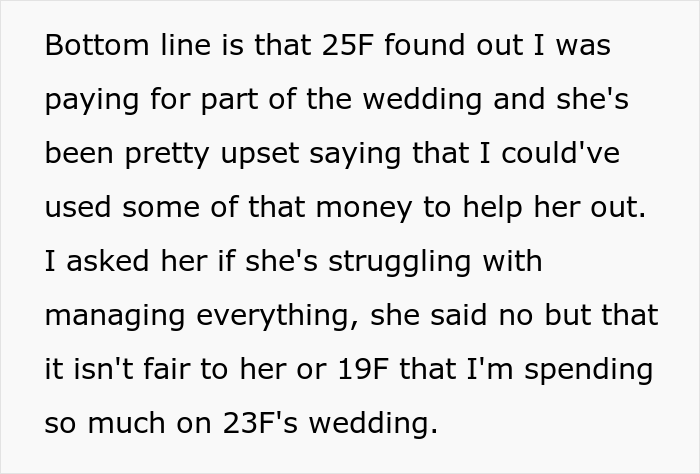 Dad Let His Daughter Know He Won’t Be Paying For Her Wedding And Refuses To Help Her Further With Student Debt, But Contributes To Stepdaughter’s Wedding