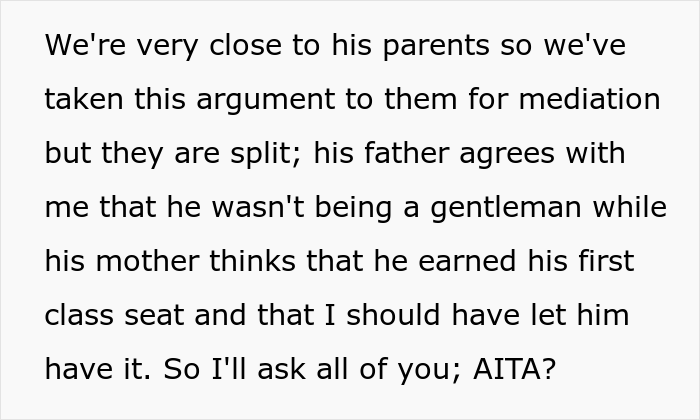 "How Very 1950s Of You": Woman Gets A Reality Check After Taking Husband's First Class Seat And Making Him Fly Coach "How Very 1950s Of You": Woman Gets A Reality Check After Taking Husband's First Class Seat And Making Him Fly Coach