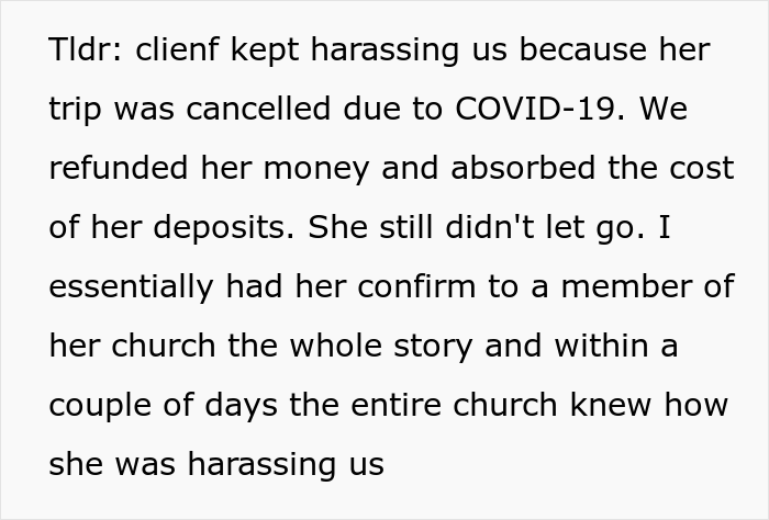 Karen Keeps Demanding Free Things From This Travel Agency Even Though She Already Got A Refund, Gets Embarrassed In Front Of Members Of Her Church