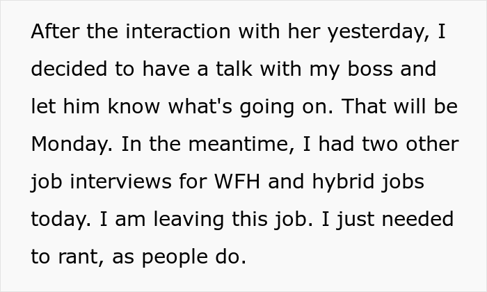 Employee Has Had Enough After Annoying HR Lady Kept Pestering Her About Silly Things And Touching Her Employee Has Had Enough After Annoying HR Lady Kept Pestering Her About Silly Things And Touching Her