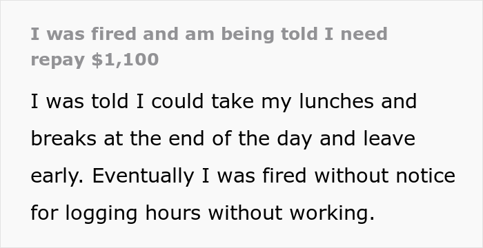 The Internet Is Fuming After This Employee Was Fired And Then Threatened With Legal Action For “Logging Hours Without Working” The Internet Is Fuming After This Employee Was Fired And Then Threatened With Legal Action For “Logging Hours Without Working”
