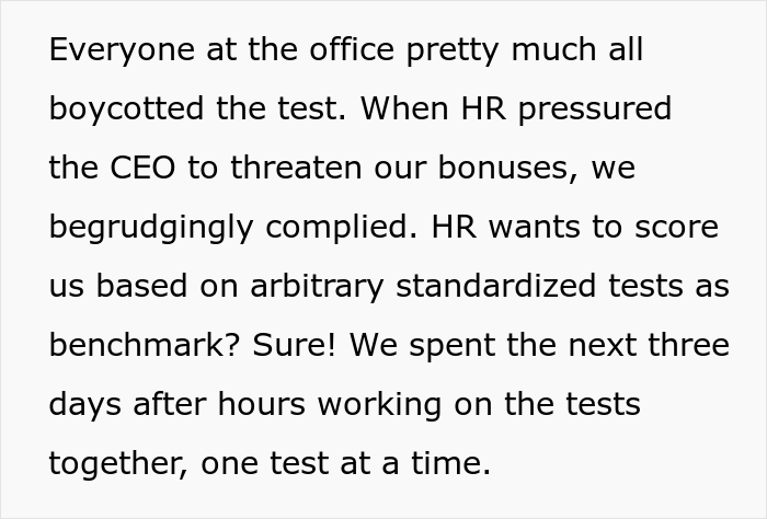 HR Makes Employees Take A Skill Test Designed For New Hires, They Maliciously Comply, HR Ends Up Scoring The Lowest HR Makes Employees Take A Skill Test Designed For New Hires, They Maliciously Comply, HR Ends Up Scoring The Lowest
