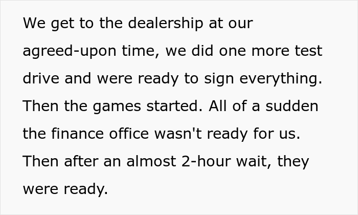 Buyers Maliciously Comply When Car Dealership Gives Them The Ultimatum “Take It Or Leave It”