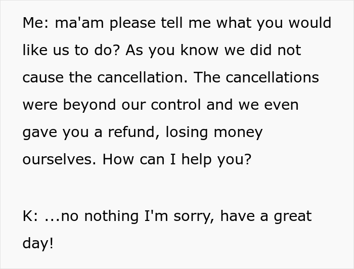 Karen Keeps Demanding Free Things From This Travel Agency Even Though She Already Got A Refund, Gets Embarrassed In Front Of Members Of Her Church Karen Keeps Demanding Free Things From This Travel Agency Even Though She Already Got A Refund, Gets Embarrassed In Front Of Members Of Her Church