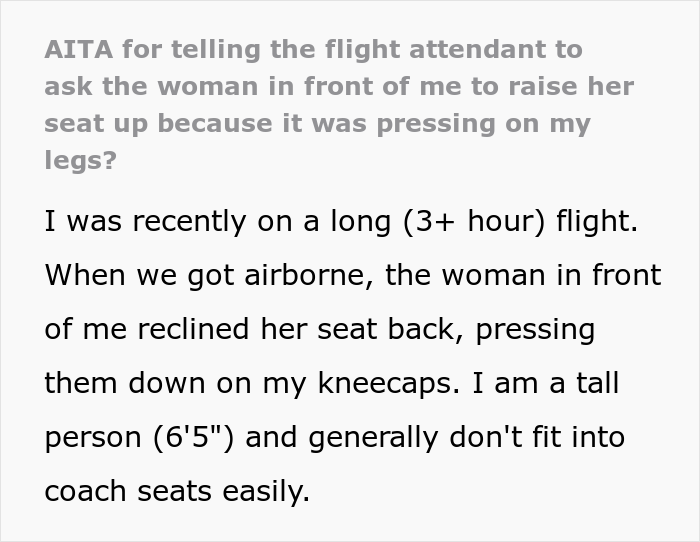 A Tall Passenger Asks Woman To Raise Her Seat Because It’s Pressing Their Knees, Woman Refuses, Plane Drama Ensues