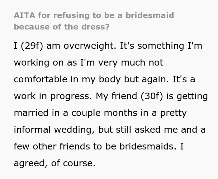 "It Would Be Genuinely Embarrassing For Me To Wear The Dress": Bride Livid After Bridesmaid Drops Out Because Of The Dress "It Would Be Genuinely Embarrassing For Me To Wear The Dress": Bride Livid After Bridesmaid Drops Out Because Of The Dress