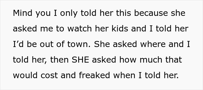 Mother Freaks Out After Finding Out How Much Her Childfree Cousin Spent On A Vacation, Calls Her 'Disgusting' Mother Freaks Out After Finding Out How Much Her Childfree Cousin Spent On A Vacation, Calls Her 'Disgusting'