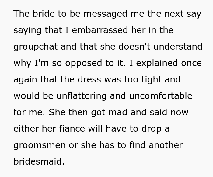 "It Would Be Genuinely Embarrassing For Me To Wear The Dress": Bride Livid After Bridesmaid Drops Out Because Of The Dress "It Would Be Genuinely Embarrassing For Me To Wear The Dress": Bride Livid After Bridesmaid Drops Out Because Of The Dress