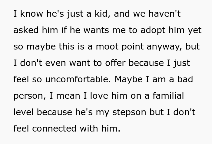 "Am I stupid for not wanting to adopt one of my wife's children?"
