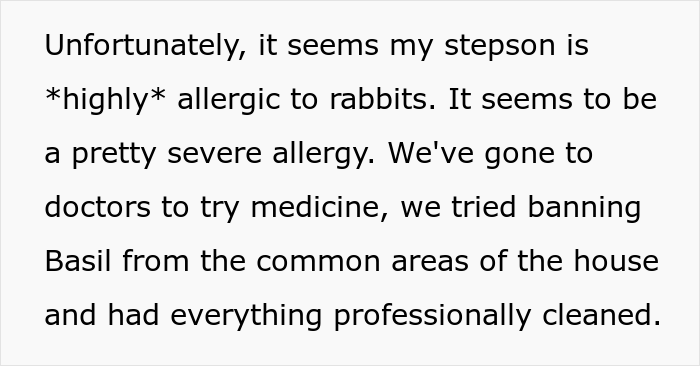 “Am I The Jerk For Making My Daughter Move Her Pet Rabbit Outside Due To My Stepson’s Allergies?”