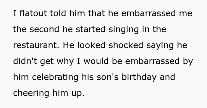 “AITA For Telling My Fiancé He Embarrassed Me When He Started Singing ‘Happy Birthday’ To His 5 Y.O. Son At The Restaurant?”