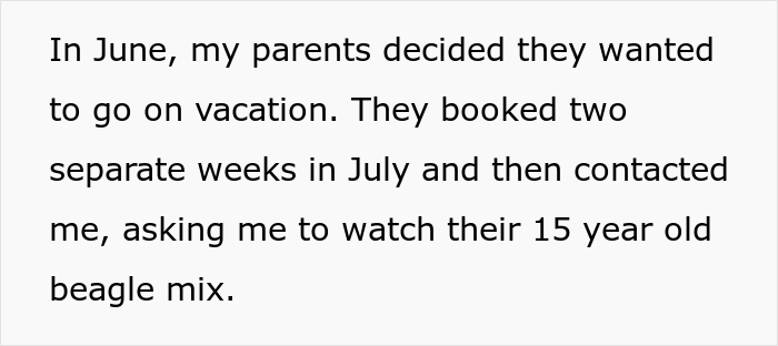Woman Refuses To Let Down A Client Who Booked A Year In Advance Just So Parents Can Go On A Dog-Free Trip, Gets Called A Jerk Woman Refuses To Let Down A Client Who Booked A Year In Advance Just So Parents Can Go On A Dog-Free Trip, Gets Called A Jerk