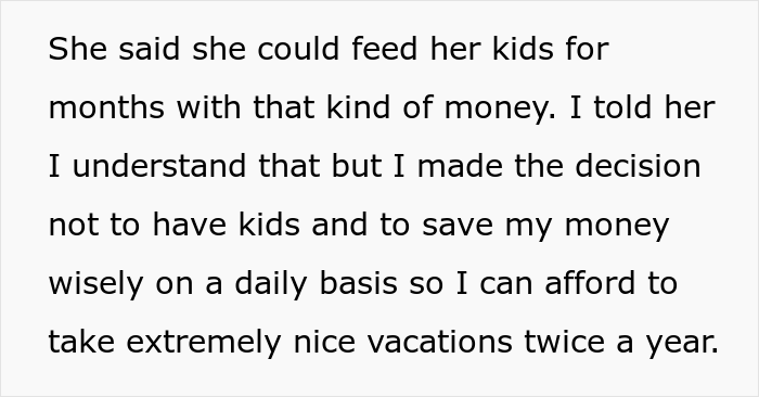 Mother Freaks Out After Finding Out How Much Her Childfree Cousin Spent On A Vacation, Calls Her 'Disgusting' Mother Freaks Out After Finding Out How Much Her Childfree Cousin Spent On A Vacation, Calls Her 'Disgusting'