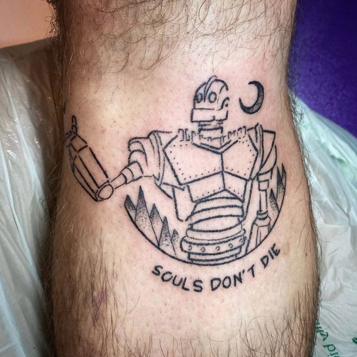 Hand Poked Robot Tattoo