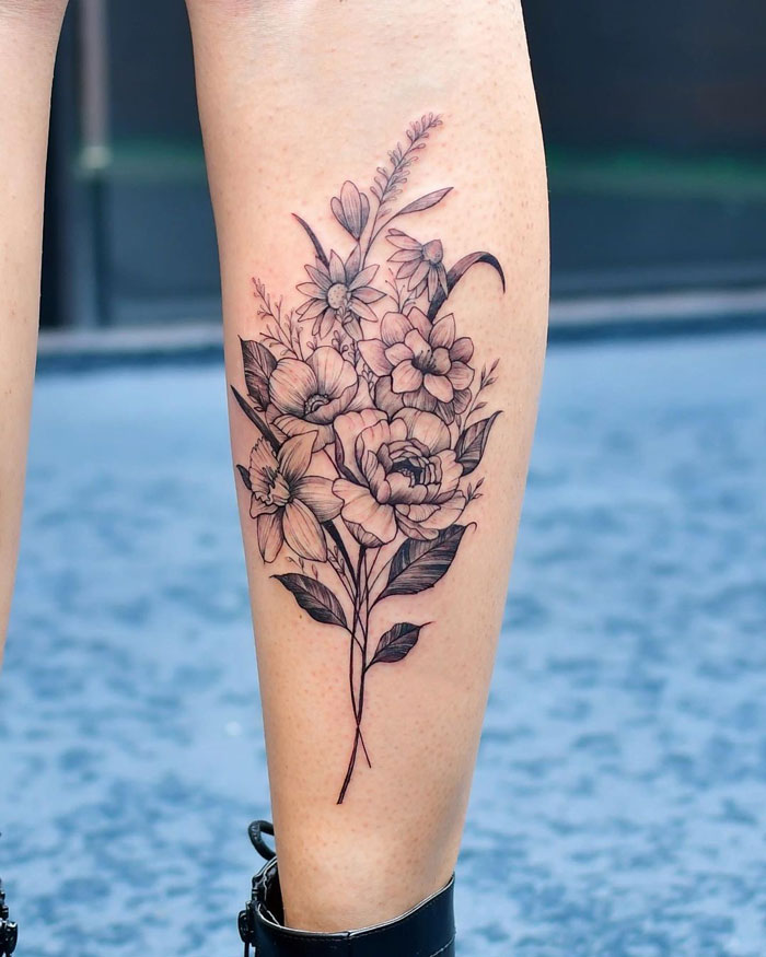 Flower Calf Tattoo