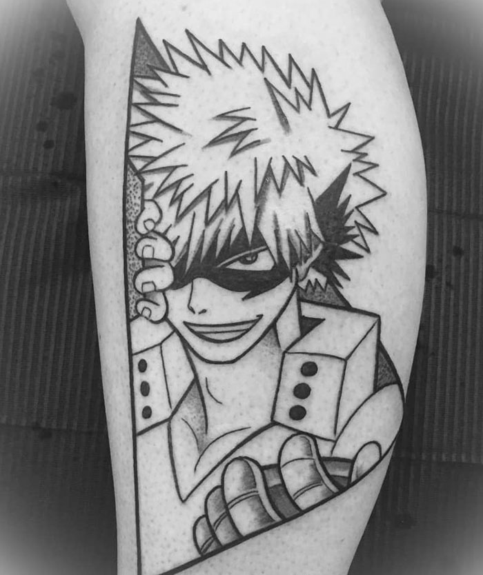 Anime calf tattoo