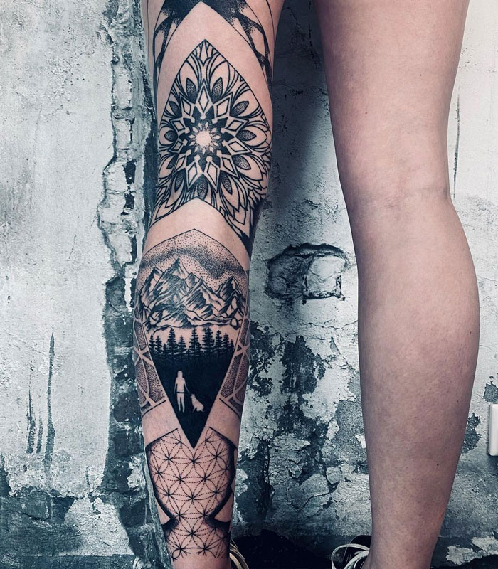 Calf tattoo