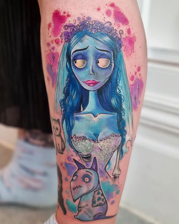 Emily From Tim Burtons Corpse Bride & Re-Worked A Little Sparky Tattoo