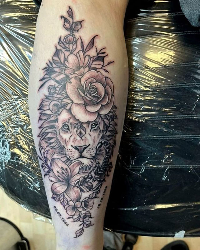 Lion And Flowers