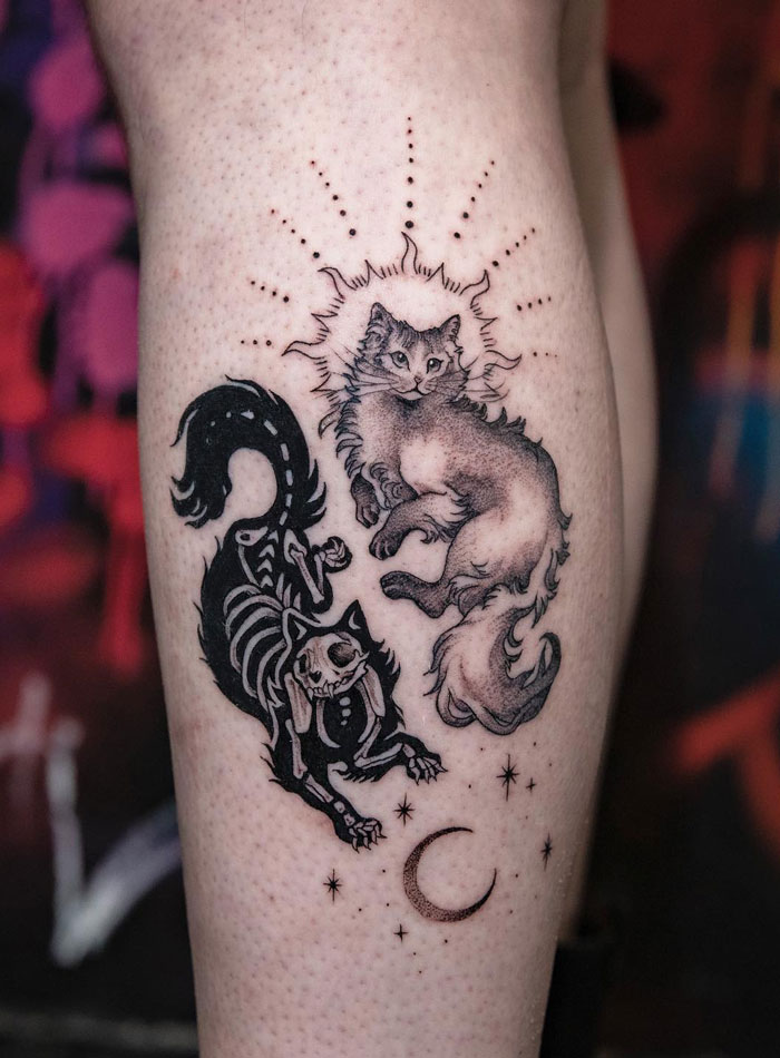 Cat Calf Tattoo